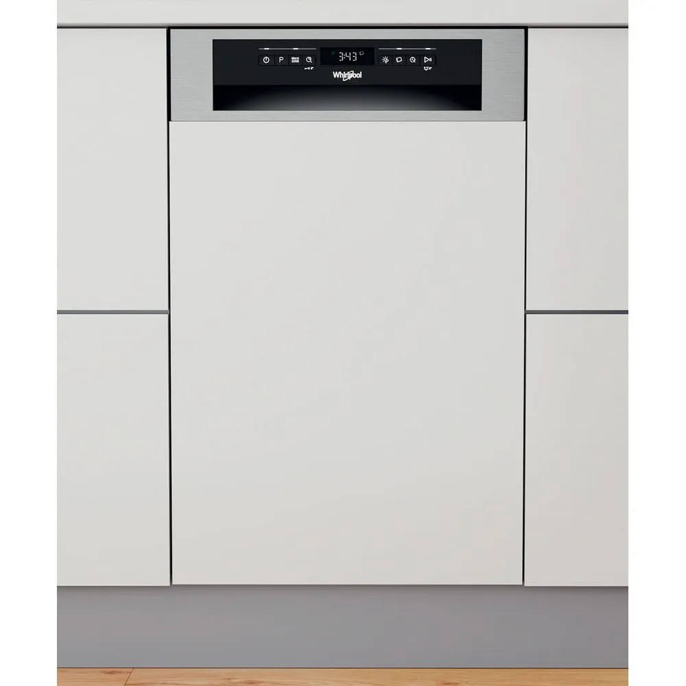 Whirlpool WSBO 3O34 PF X, Halvveis innebygget, Slimline (45 cm), Svart, Nedre, Øvre, Kurv, 10 kuverter