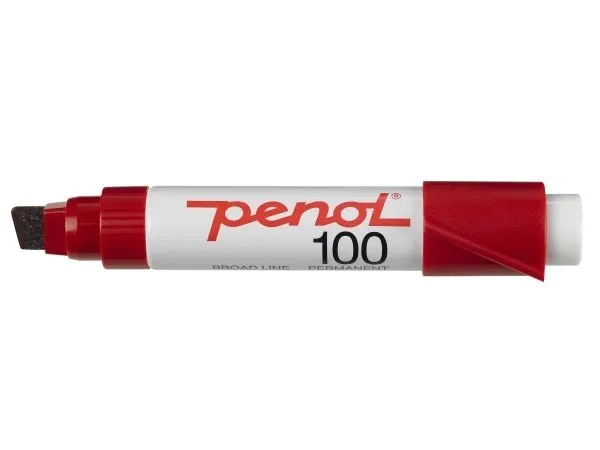 Penol 100, Rød, Meisel tupp, Rød, Hvit, 3 mm, 1 cm, Glass, Metall, Papir, Plastikk, Gummi, Stein