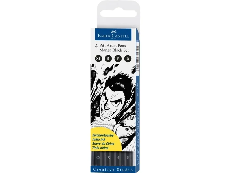 Faber-Castell 167132, Svart, Svart, Pigmentbasert blekk, 4 stykker