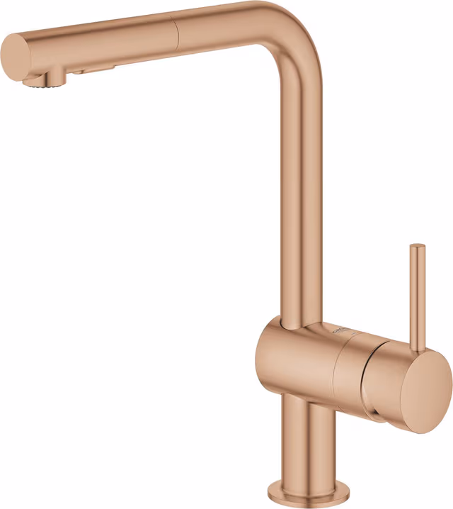 Grohe Minta blandebatteri med L-kran og hånddusj (warm sunset)