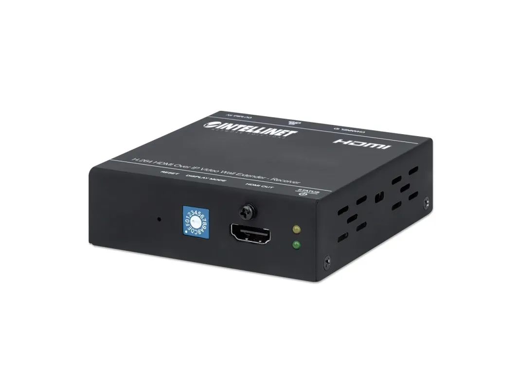 Intellinet 208345, 1920 x 1080 piksler, AV-mottaker, 500 m, Sort, HDCP