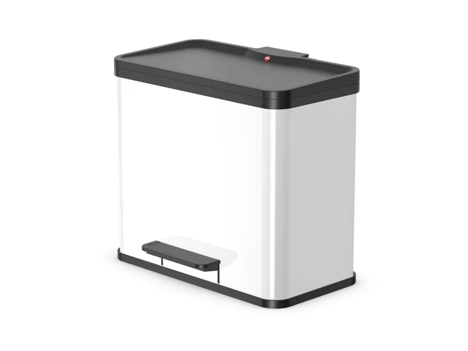Hailo ÖKO DUO PLUS L, 26 l, Rektangulær, Rustfritt stål, Sort, Hvit, Plast, Pedal