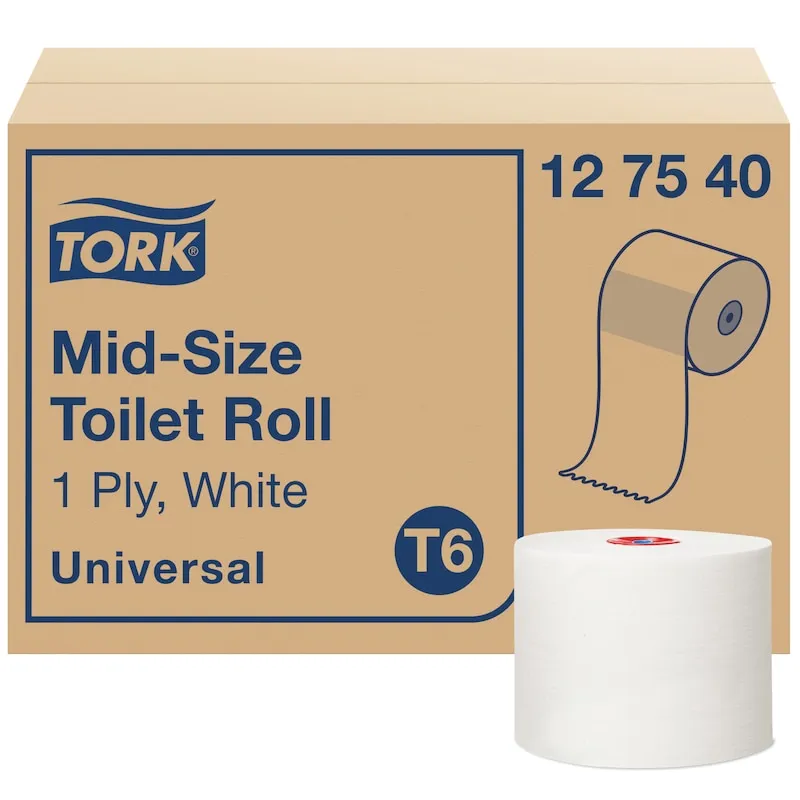 Toalettpapir Tork T6 Universal Mellomstørrelse 1-lags hvitt - (27 ruller per kartong)
