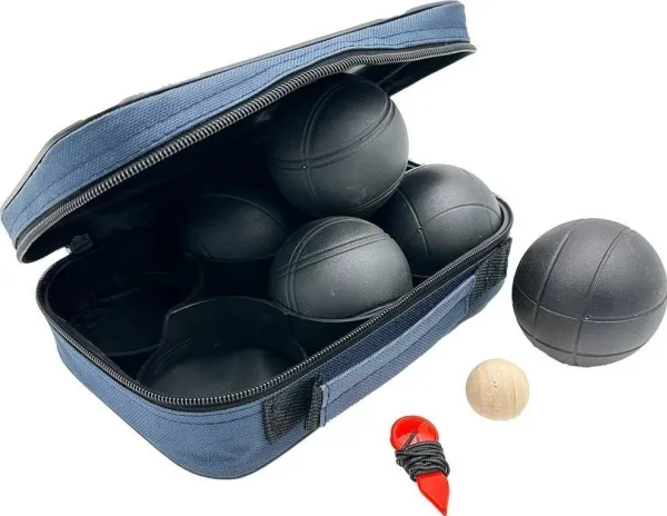 Enero kuler til spill 6 stk – Boule/petanque-kuler, svarte, med pose