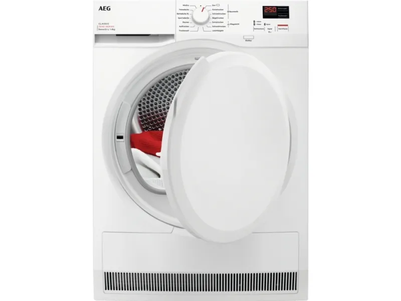 AEG Series 7000 TR7C40588, Frittstående, Frontmatet, Varme pumpe, Hvit, Knapper, Riktig/Høyre