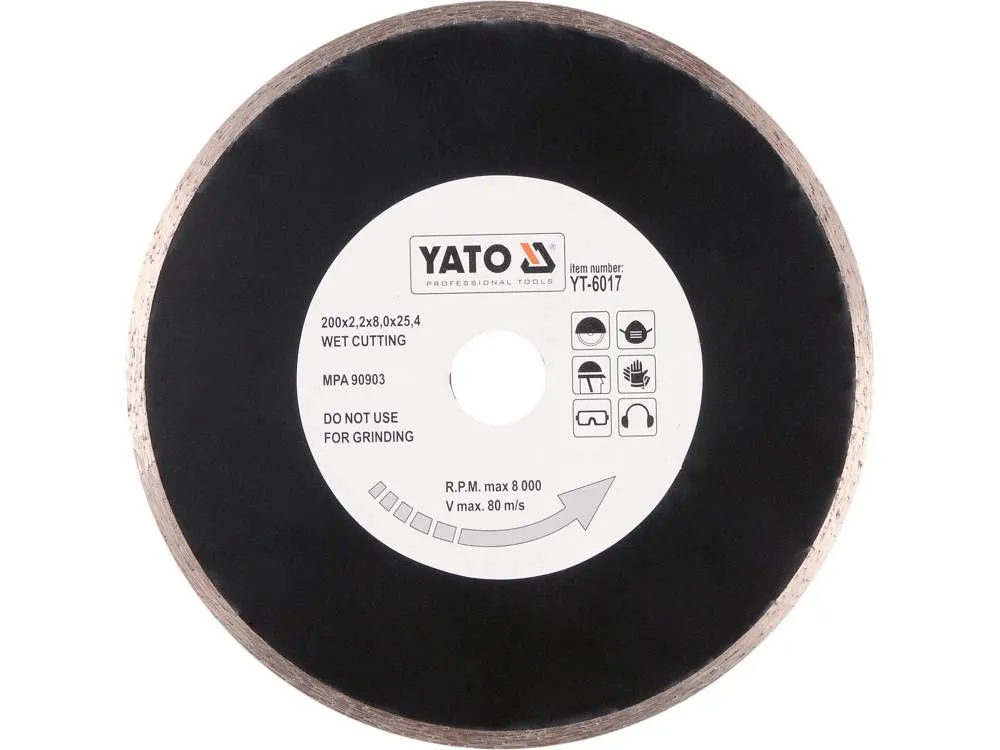 Yato YT-6017, Kutteskive, Keramisk, Glass, Glazed tile, Porselen, Stein, 2,54 cm, 20 cm, 2,2 mm, 5,3 mm
