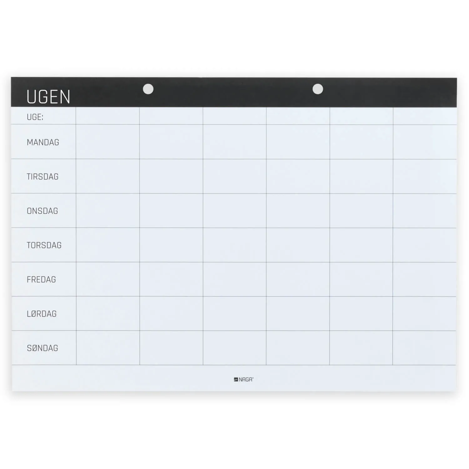 Ugeplan A4 blok med 52 ark 1x21x30 mm - dansk tekst - ekskl. holder/tavle
