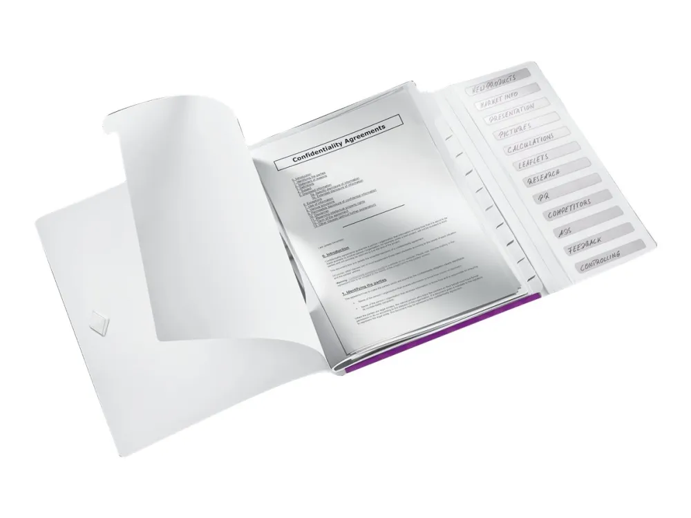 Leitz WOW - Klassifikasjonsmappe - 12 rom - 12 deler - for A4 (210 x 297 mm) - kapasitet: 200 ark - med fliker - metallisk purpur