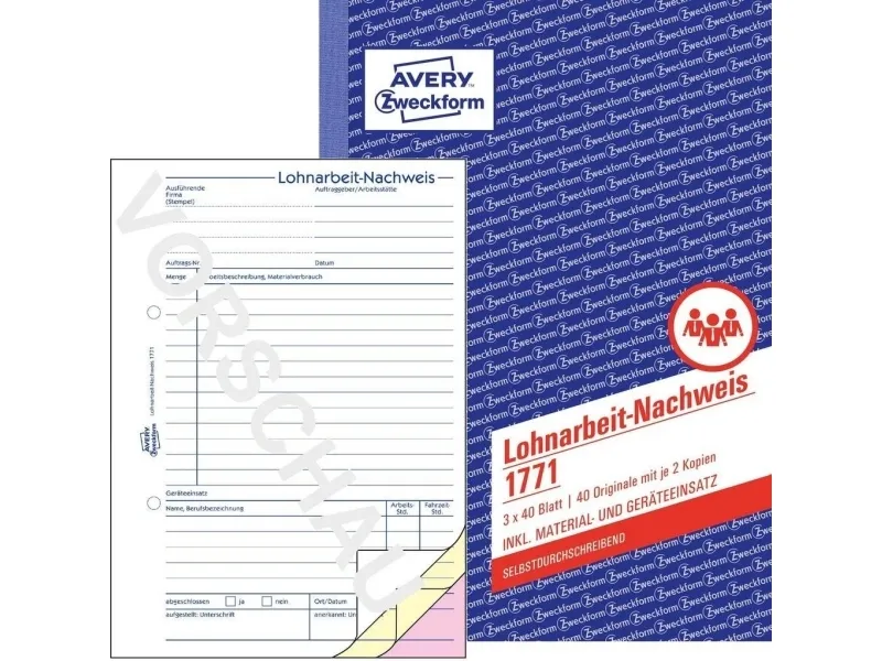 Avery Zweckform - Lønnsbekreftelsesskjema - 40 ark - A5 (148 x 210 mm) - tre eksemplarer - selvkopierende