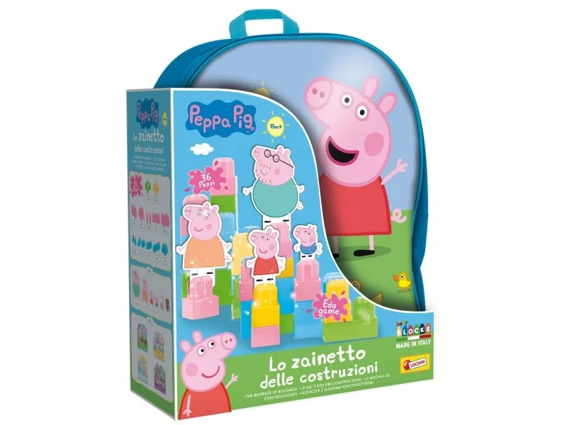Lisciani LEVER GRIS PEPPA-RYGGSEKK MED BYGGEKLOSER