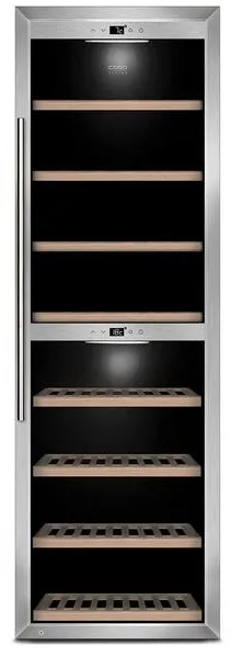 Caso WineComfort 1800 Smart, Vin kjøleskap, Frittstående, 180 flasker, 135 W, Innebygd lys, Sort, Rustfritt stål