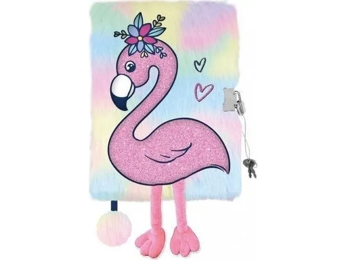St-Majewski notatbok med lås A5/96K 3D flamingo