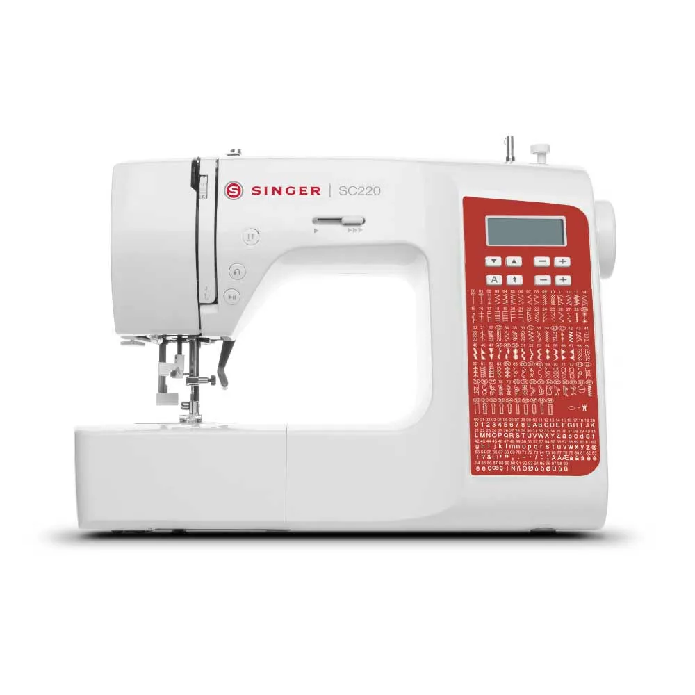 SINGER SC220-RD, Rød, Hvit, Automatisk symaskin, Sying, LCD, Knapper, Jekk, 5 mm