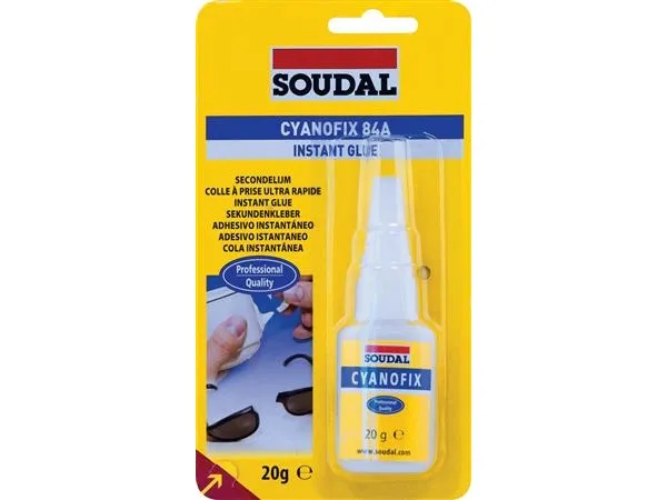 Sekundlim Cyanofix 84A 20g tube, opløsningsmiddelfri, hurtig hærdning, transparent, hæfter på mange materialer