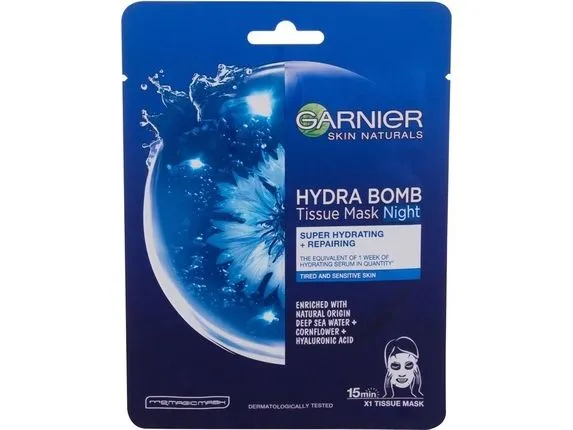 GARNIER_Skin Naturals Hydra Bomb Tissue Mask Nattnærende stoffmaske for natten 28g