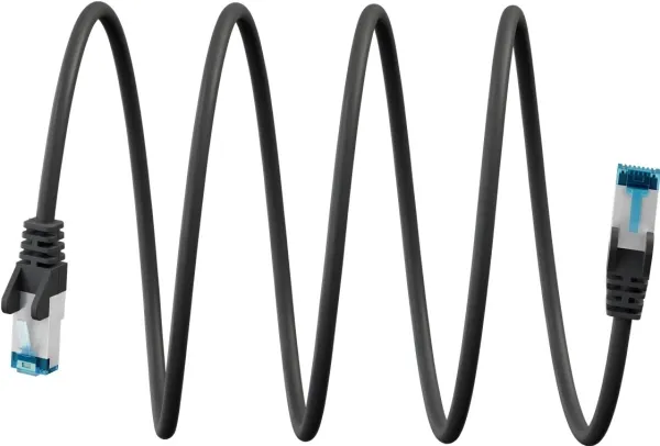 CAT 6A patchkabel S/FTP (PiMF), svart, 7,5 m - kobberleder