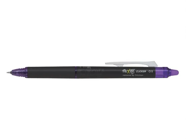 Pilot FriXion Point Clicker, Uttrekkbar gelépenn, Fiolett, Sort, Fiolett, Fint, 0,25 mm, 0,5 mm
