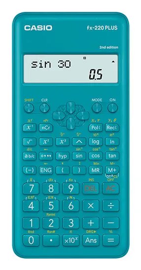 Casio FX-220 Plus, Lomme, Vitenskaplig, 12 sifre, 2 linjer, Batteri, Blå
