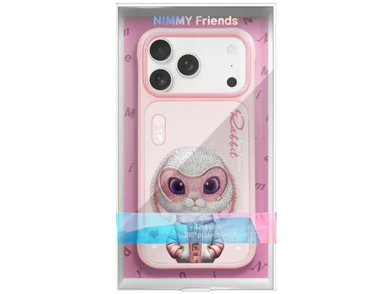 Nimmy Cool&Cute 2.0 kaninetui for iPhone 17 Pro - rosa