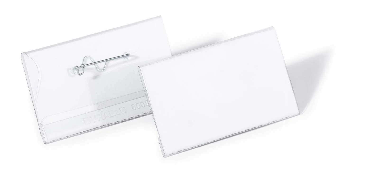 Navneskilt 40x75 mm med buet nål - 100 stk./pakke