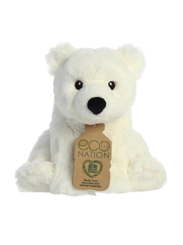 Eco Nation - Plush Toy / Cuddly Sitting Polar Bear 19 cm Eco-Friendly