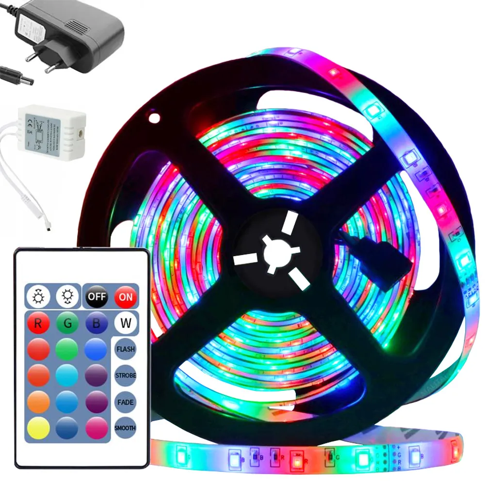 LED-teip 3528 RGB 4,5m vanntett fjernkontrollsett