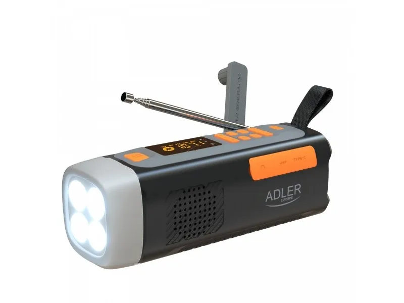 Adler AD 1920 bærbar radio-lommelykt med dynamo-funksjon AD 1920 (5905575910714)