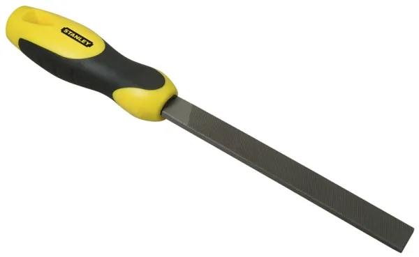 Stanley 0-22-499, Fil, Flate mapper, Glatt kutt, Kull stål, Sort, Gult, Grep som ikke glir, Mykt grep