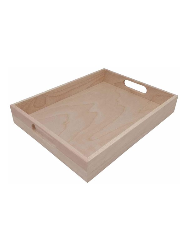 Playwood Wooden Tray Straight Handle Straight Edge Rubberwood