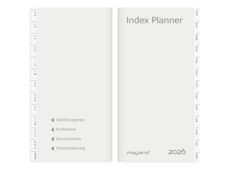 Index Planner månedskalender REFILL + tlf.reg. 2026