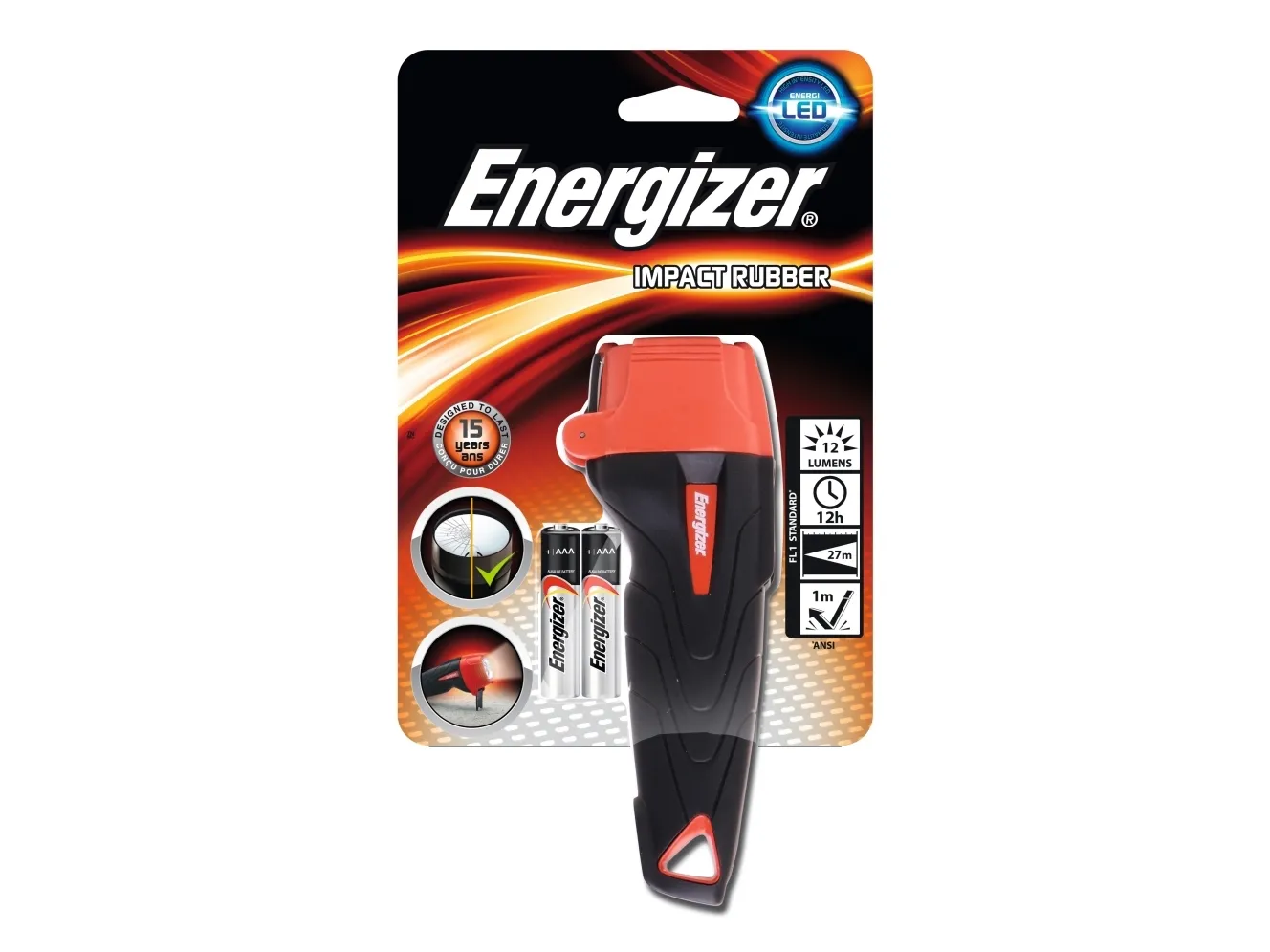 Energizer 7638900326307, Lommelykt, Svart, Rød, AAA, Alkalinsk, 1,5 V