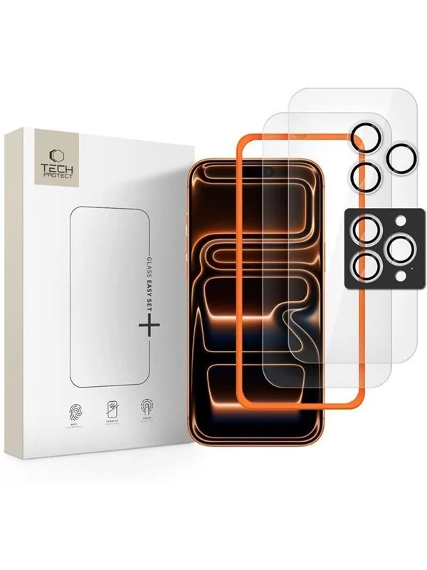 Tech-Protect Easy Set+ 3-pack Tempered Glass for iPhone 16 Pro Max / 17 Pro Max - Clear