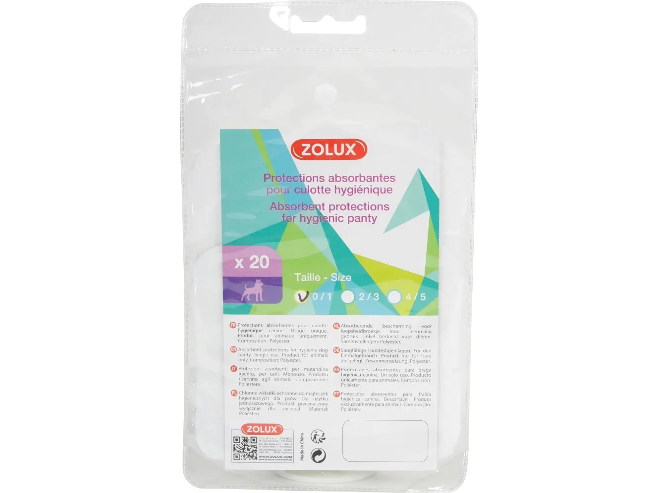 Zolux S0-S1 hund term hygiene bleier 20stk 125x10x230mm