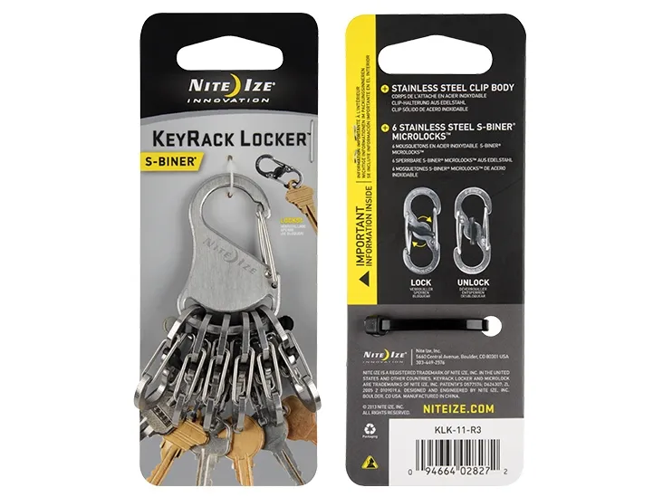 Nite Ize KeyRack Locker, Nøkkelkarabin, Rustfritt stål, Rustfritt stål, 39,1 mm, 78,1 mm, 37 g
