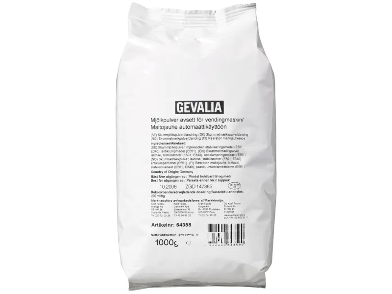Mælkepulver Gevalia 1000g til automater