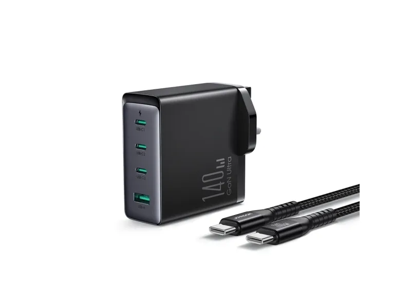 GaN-lader UK Joyroom JR-TCG05UK 140W 3x USB-C USB-A + USB-C / USB-C-kabel 240W 1,2m