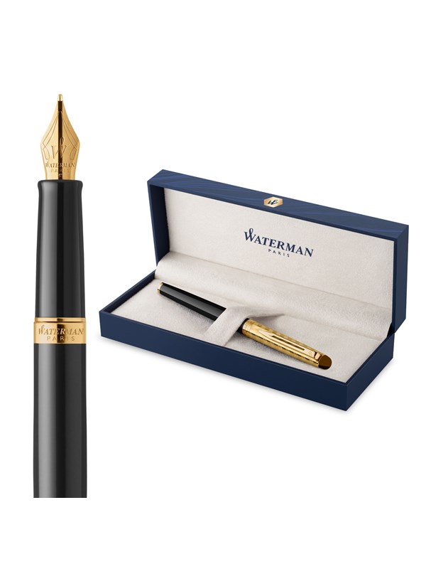 Waterman Hémisphère 'The Opera Collection' Black & Gold G.T. Fountain pen M Blue ink