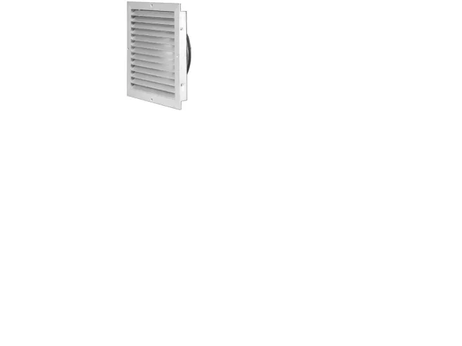LINDAB Friskluftrist VRDK 160 i aluminium med Ø160 mm tilslutning til indtag og afkast, monteres på ydervæg. Mål 250x215/282x247 mm.