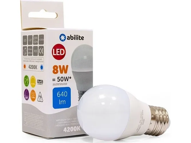 Abilite LED-pære kule melkehvitt E27 8W/230V 640 lm (G455)