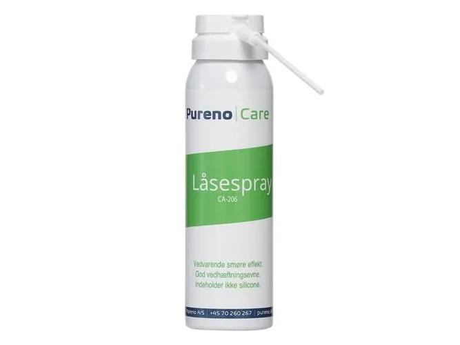 Låsespray 100ml spray. Langtidssmøreeffekt. Særdeles god vedhæftning. Produktet indeholder grafit og ikke silicone.