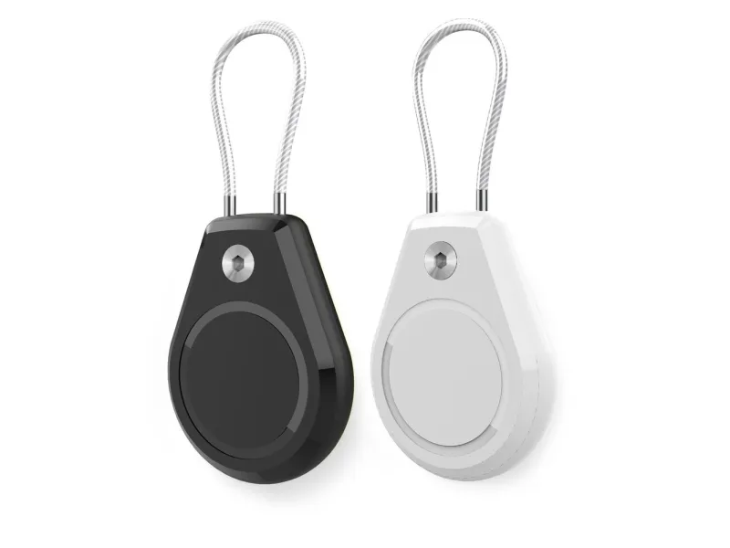 Hurtel vanntett Apple AirTag-etui med stålkrok - svart + hvit (2 stk.)