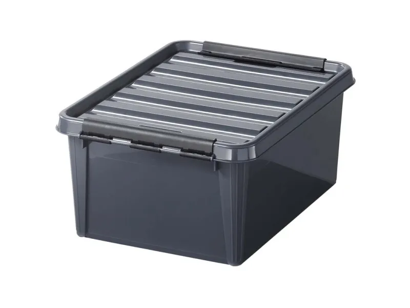 Plastkasse SmartStore, Colour, grå 15L med låg , 400mm x 300mm x 190mm - (10 stk.)