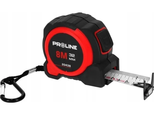 Pro-Line målebånd 8 m / 32 mm dobbelmagnetisk nylon lås-/klips CE – Proline