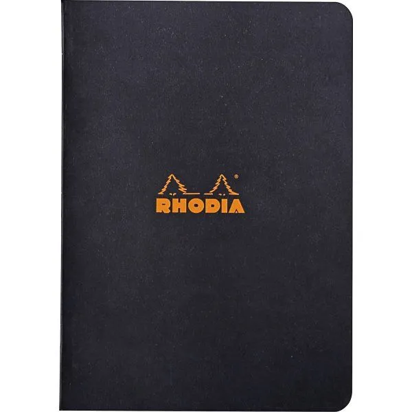 Clairefontaine Rhodia skrivehefte A5 linjert – svart omslag – 80 g 48 sider (Rhodia nr. 119189C)