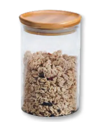 Kesper 38009, Beholder, Rund, 0,9 l, Gjennomsiktig, Bamboo, Glass, Bamboo, 150 mm