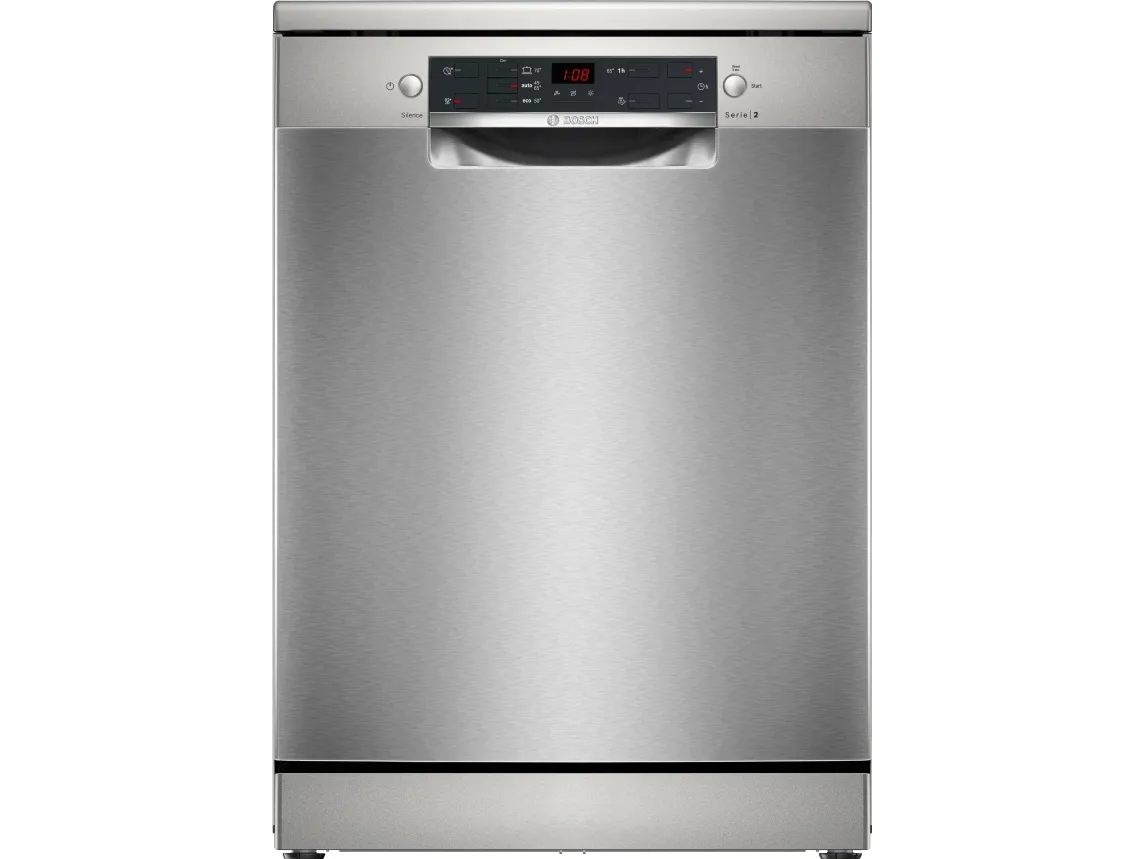 Bosch Serie 2 SMS25GI09F, Frittstående, Full størrelse (60 cm), Rustfritt stål, Svart, Knapper, 1,75 m