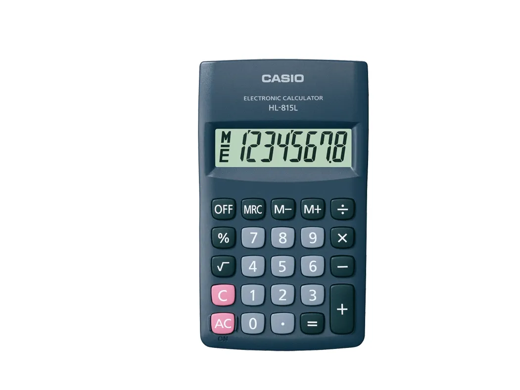 Casio HL-815L, Lomme, Grunnleggende, 8 sifre, 1 linjer, Batteri, Sort