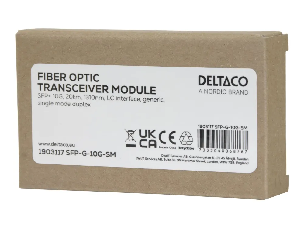 DELTACO - SFP+ transceivermodul - 10GbE - 10GBase-LR - LC-enkeltmodus - opp til 20 km - 1310 nm