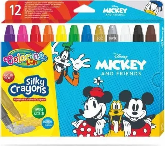 Patio Crayons 12 farger, stearinlys gel twist-up pinner Mickey and Friends Colorino Kids 89946