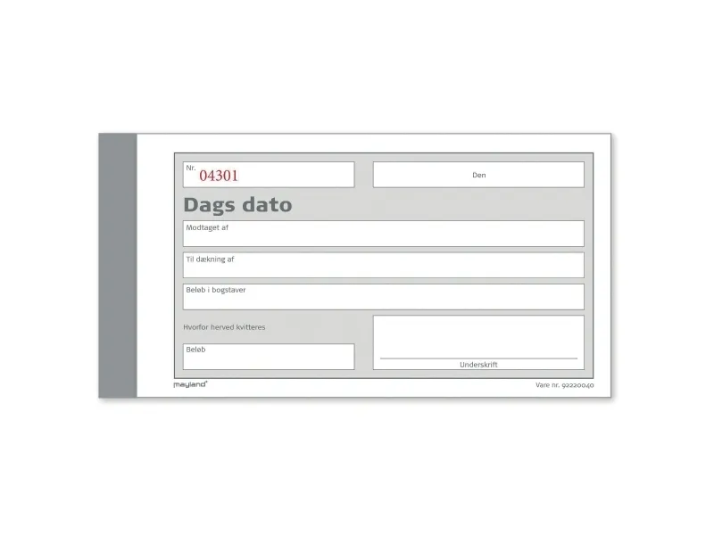 Mayland - Dagsskjema - 50 ark - 148 x 85 mm - dublett - blåpapirkopi - nummerert